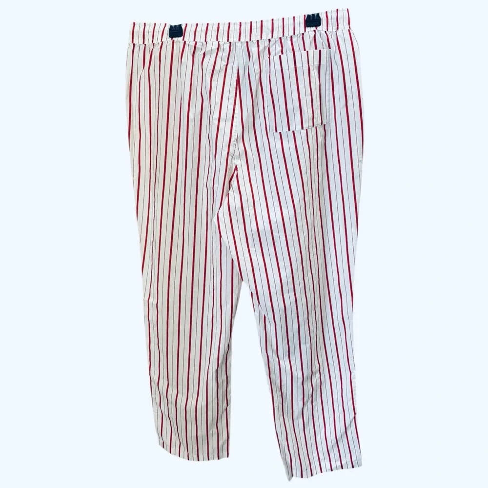 J. Crew Pajama Pant in Cotton Poplin in Ivory/Red Stripe Size L. NWT